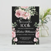Invitation *Elegant Handpainted Roses 100th Birthday Party (Debout devant)