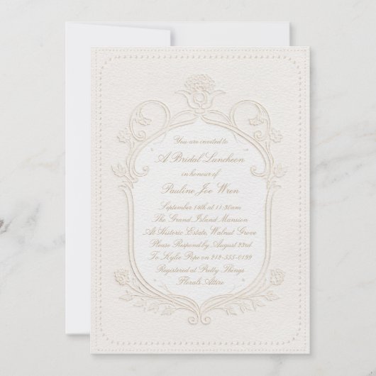 Invitation Elegant Heirloom Rococo Floral Bridal Luncheon (Devant)