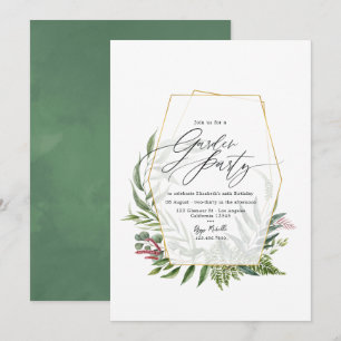 Invitation Élégant Herbier Botanique de Verdure Jardin de Fêt