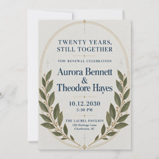 Invitation Élégant Herbier de Laurier Renouvellement de Vœux 