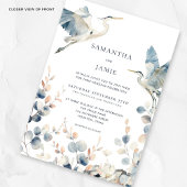 Invitation Élégant Herons Blush Dusty Blue Foliage Mariage