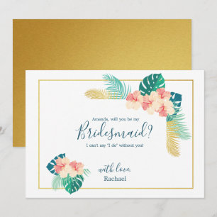 Invitation Elégant Hibiscus Hawaïen Be My Bridesmaid Card
