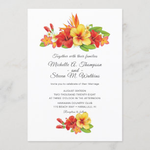 Invitation Élégant Hibiscus Mariage floral tropical