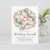 Invitation Elégant hiver Aquarelle Wreath Holiday Brunch (Debout devant)
