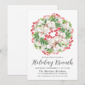 Invitation Elégant hiver Aquarelle Wreath Holiday Brunch (Devant / Derrière)