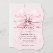 Invitation Élégant hiver Blush Bow Rose Bow Girl Baby shower (Devant)