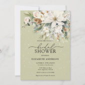 Invitation Elégant hiver Fleurs blanches Fête des mariées mod (Devant)