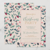 Invitation Elégant hiver floral aquarelle Noël (Devant / Derrière)