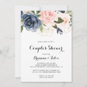 Invitation Élégant hiver Floral Calligraphie Couples Douche (Devant)