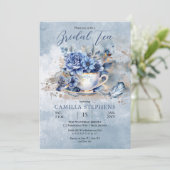 Invitation Elégant Hiver Floral Teacup Bridal Tea Douche (Debout devant)