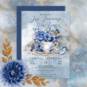 Invitation Elégant Hiver Floral Teacup Sec Janvier Par-Tea