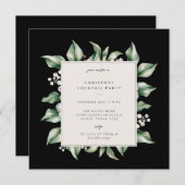 Invitation Élégant hiver Foliage Noël Cocktail Party (Devant / Derrière)