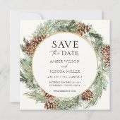 Invitation Elégant hiver Mariage À feuillage persistant Enreg (Devant)
