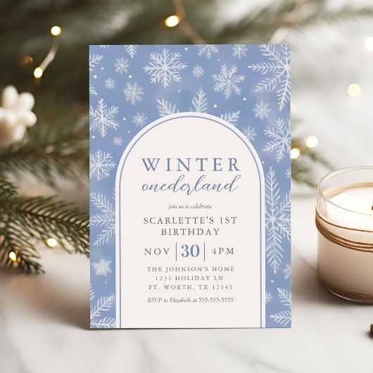 Invitation Elégant hiver Onederland premier anniversaire