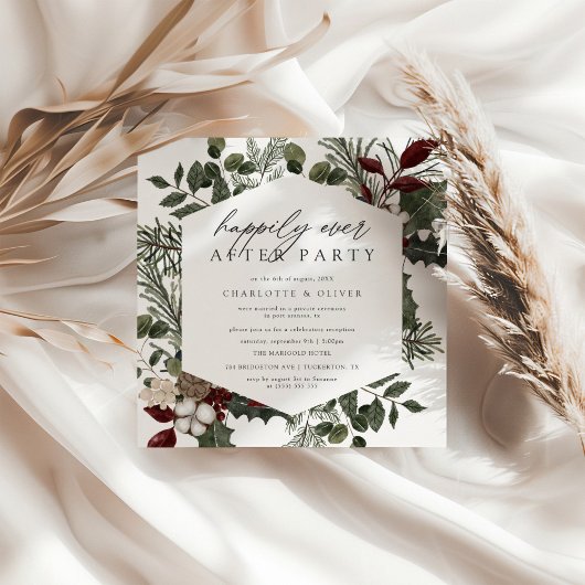 Invitation Elégant hiver verdure Photo Elopement Mariage