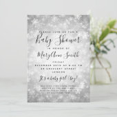 Invitation Elégant hiver Wonderland Baby shower Argent (Debout devant)