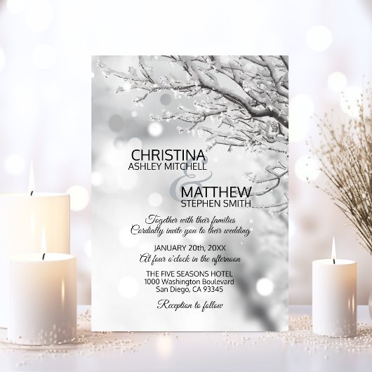 Invitation Élégant hiver Wonderland Snow Flakes MARIAGE