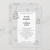 Invitation Élégant hiver Wonderland Snowflakes Mariage blanc (Devant / Derrière)