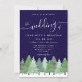 Invitation Elégant Hiver Woodland Marine Bleu Mariage Qr Code (Devant)