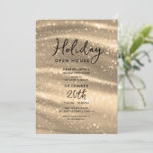 Invitation Elegant Holiday Open House Gold Sparkle Glam (Debout devant)