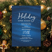 Invitation Elegant Holiday Open House Navy Sparkle Glam
