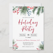 Invitation Elegant Holly Berries Corporate Holiday Party (Devant)