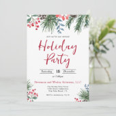 Invitation Elegant Holly Berries Corporate Holiday Party (Debout devant)