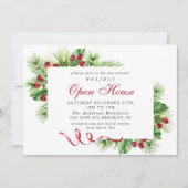 Invitation Elégant Holly Berry Noël Holiday Open House (Devant)