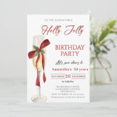 Invitation Elegant Holly Jolly christmas birthday Party (Debout devant)