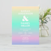 Invitation Élégant Holographique Ombre Gradient Mariage (Debout devant)