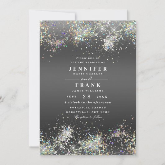 Invitation Élégant Holographique Parties scintillant brillant (Devant)