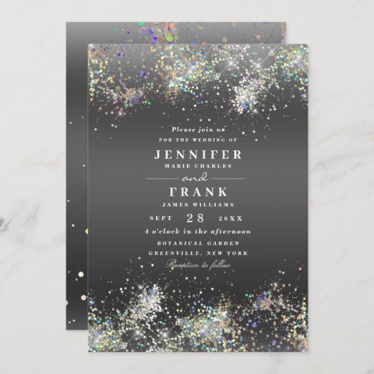 Invitation Élégant Holographique Parties scintillant brillant (Devant / Derrière)