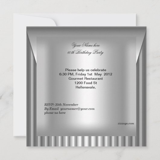 Invitation Élégant Hommes 60e Anniversaire Fête Lock Mans 2 (Dos)