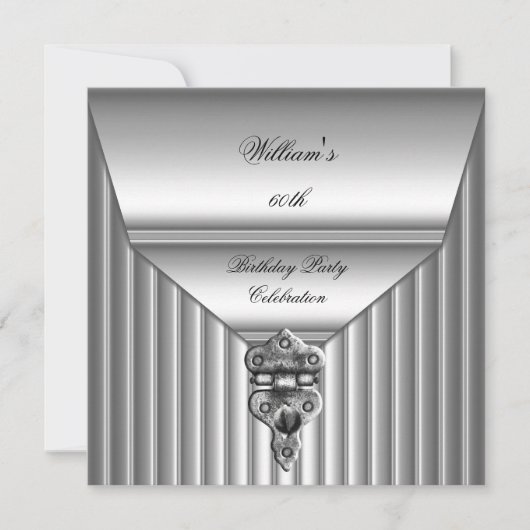 Invitation Élégant Hommes 60e Anniversaire Fête Lock Mans 2 (Devant)