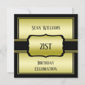 Invitation Elégant Homme's Gold & Black 21ème anniversaire (Devant)