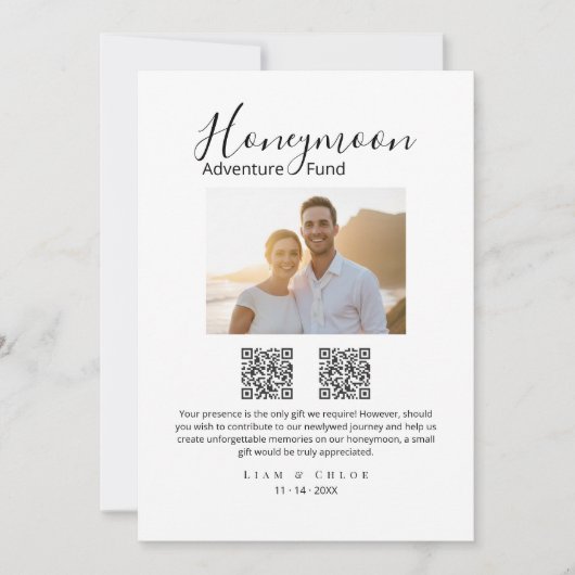 Invitation Elegant Honeymoon Fund QR Code Wedding Sign photo (Devant)