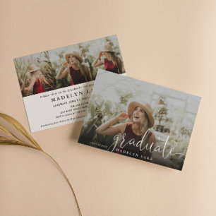 Invitation Elégant Horizontal Four Photo 2023 Graduation Invi