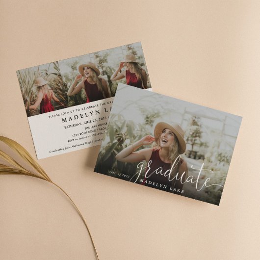 Invitation Elégant Horizontal Four Photo 2023 Graduation Invi