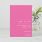 Invitation Élégant Hot Pink tendance Script Minimal Mariage (Debout devant)