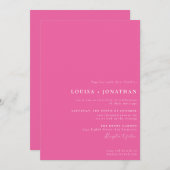 Invitation Élégant Hot Pink tendance Script Minimal Mariage (Devant / Derrière)
