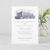 Invitation Elégant Hôtel Vintage Destination Mariage (Debout devant)