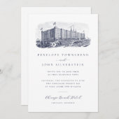 Invitation Elégant Hôtel Vintage Destination Mariage (Devant / Derrière)