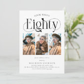 Invitation Elégant HUITIÈME 3 photo collage 80e anniversaire (Debout devant)