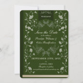 Invitation Elégant Hunter Green Library Mariage Enregistrer l (Devant)