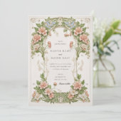 Invitation Elegant Hydrangea Art Nouveau Wedding (Debout devant)