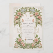 Invitation Elegant Hydrangea Art Nouveau Wedding (Devant / Derrière)