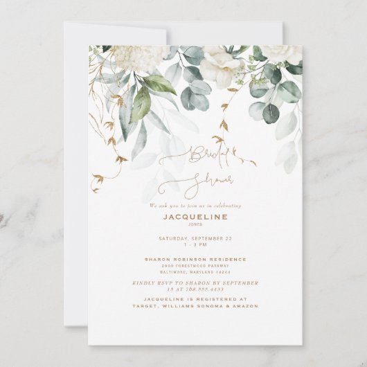 Invitation Élégant Hydrangea Blanc Mariage Cérémonie Fleurs (Devant)