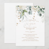 Invitation Élégant Hydrangea Blanc Mariage Cérémonie Fleurs (Devant / Derrière)