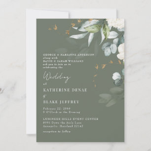 Invitation Élégant Hydrangea Blanc Mariage Riche Sauge