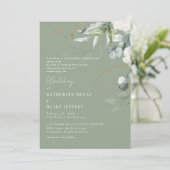 Invitation Élégant Hydrangea Blanche Mariage Sage Deux Parent (Debout devant)